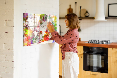 Magnettafel bunt Aquarell-Weltkarte