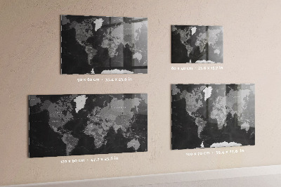 Magnettafel bunt Schwarze Weltkarte