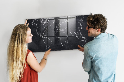Magnettafel bunt Umriss der Weltkarte
