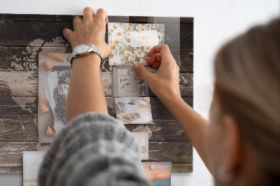 Magnettafel bunt Weltkarte auf Holz