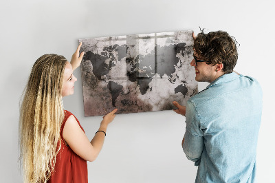 Magnettafel bunt Konkrete Weltkarte