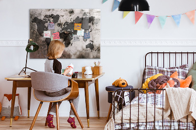 Magnettafel bunt Konkrete Weltkarte