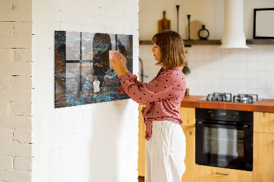 Magnettafel bunt Rust-Weltkarte