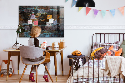 Magnettafel bunt Rust-Weltkarte