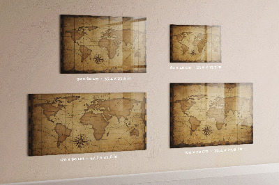 Magnettafel bunt Vintage-Weltkarte