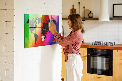 Magnettafel bunt Weltkarte