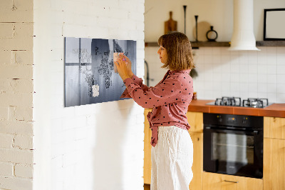 Magnettafel bunt Weltkarte mit Inschriften