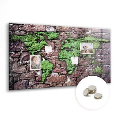 Magnettafel bunt Weltkarte aus Ziegelsteinen