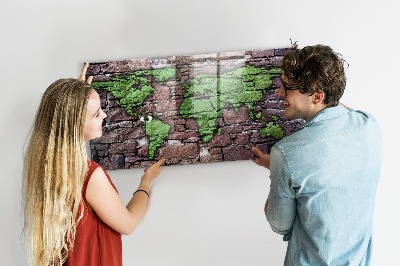 Magnettafel bunt Weltkarte aus Ziegelsteinen