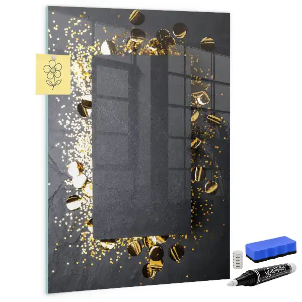 Beschreibbare Magnettafel im Design goldene Konfetti