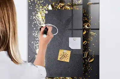 Beschreibbare Magnettafel im Design goldene Konfetti