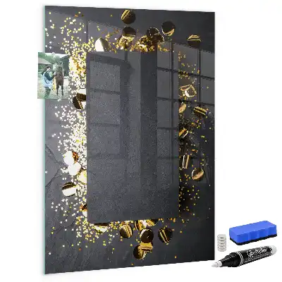 Beschreibbare Magnettafel im Design goldene Konfetti