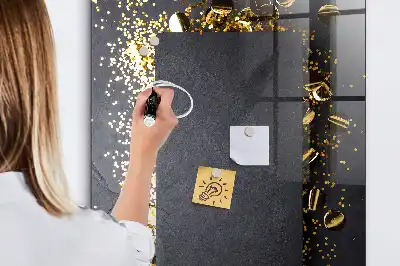 Beschreibbare Magnettafel im Design goldene Konfetti