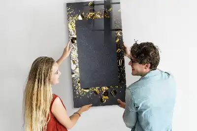 Beschreibbare Magnettafel im Design goldene Konfetti