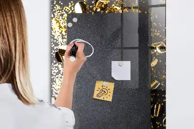 Beschreibbare Magnettafel im Design goldene Konfetti