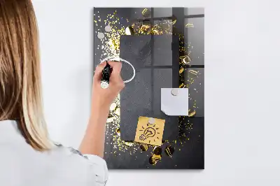 Beschreibbare Magnettafel im Design goldene Konfetti
