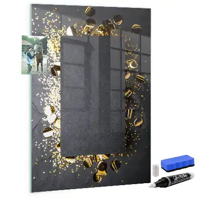 Beschreibbare Magnettafel im Design goldene Konfetti