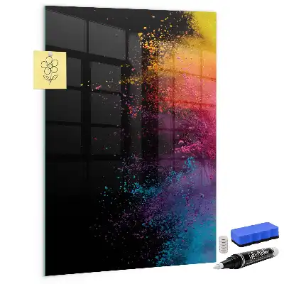 Magnettafel zum Beschriften in buntem Staubdesign