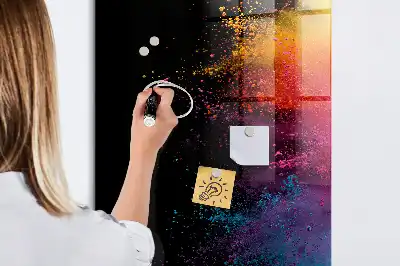 Magnettafel zum Beschriften in buntem Staubdesign