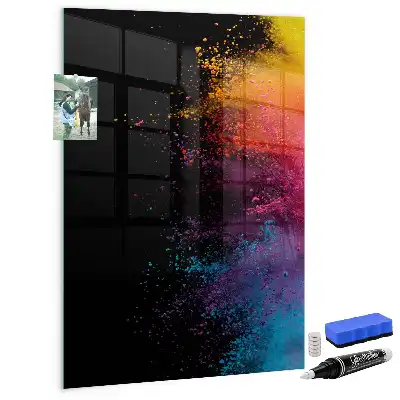 Magnettafel zum Beschriften in buntem Staubdesign