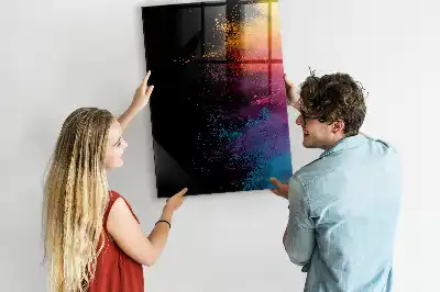 Magnettafel zum Beschriften in buntem Staubdesign