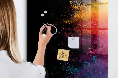 Magnettafel zum Beschriften in buntem Staubdesign