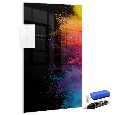 Magnettafel zum Beschriften in buntem Staubdesign