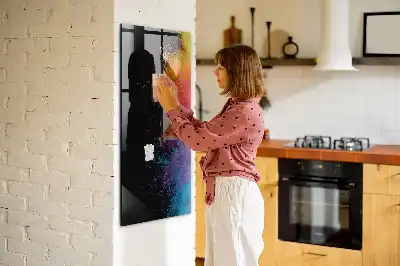 Magnettafel zum Beschriften in buntem Staubdesign