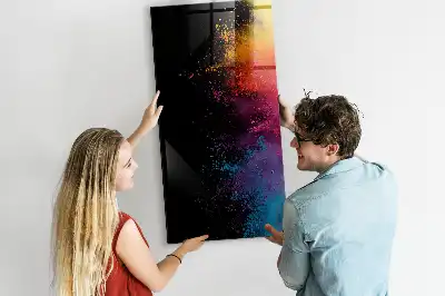 Magnettafel zum Beschriften in buntem Staubdesign