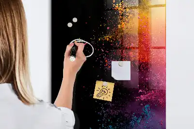 Magnettafel zum Beschriften in buntem Staubdesign