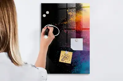 Magnettafel zum Beschriften in buntem Staubdesign