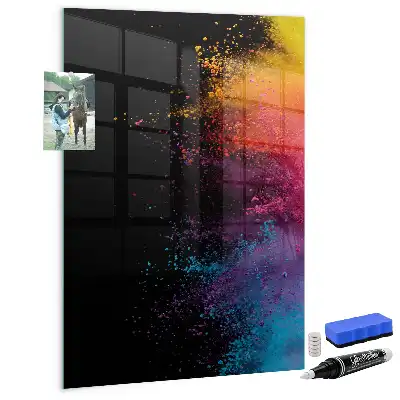 Magnettafel zum Beschriften in buntem Staubdesign