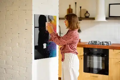 Magnettafel zum Beschriften in buntem Staubdesign