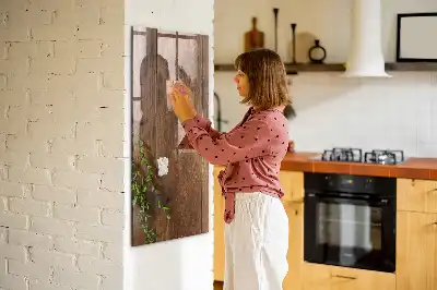 Beschreibbare Magnettafel aus rustikalem Holz
