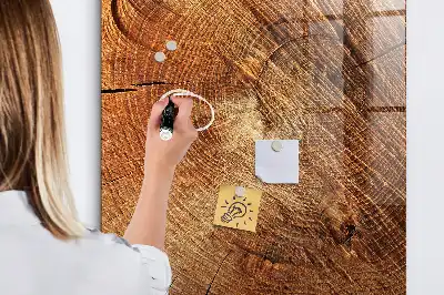 Magnettafel in Form eines Baumstamm-Querschnitts und beschreibbar