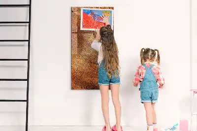 Magnettafel in Form eines Baumstamm-Querschnitts und beschreibbar
