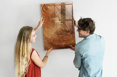 Magnettafel in Form eines Baumstamm-Querschnitts und beschreibbar