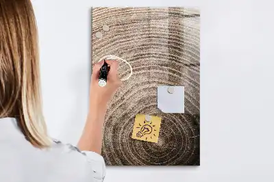 Beschreibbare Magnettafel mit Baumringe Motiv