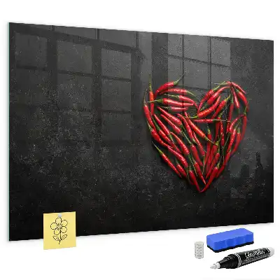 Magnettafel beschreibbar in Herzform mit Paprika-Motiv