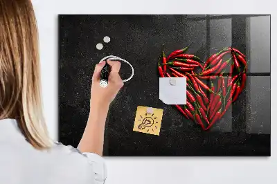 Magnettafel beschreibbar in Herzform mit Paprika-Motiv