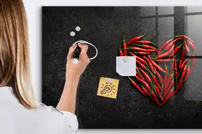Magnettafel beschreibbar in Herzform mit Paprika-Motiv