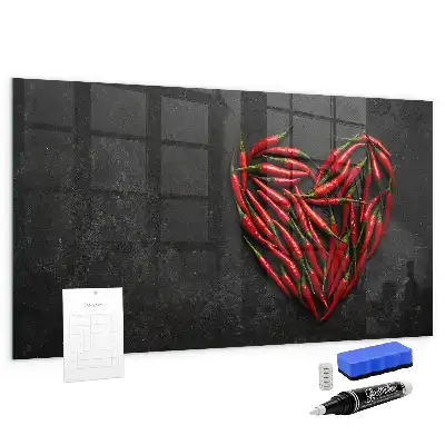Magnettafel beschreibbar in Herzform mit Paprika-Motiv
