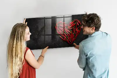 Magnettafel beschreibbar in Herzform mit Paprika-Motiv
