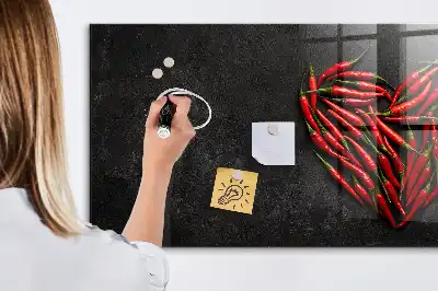 Magnettafel beschreibbar in Herzform mit Paprika-Motiv