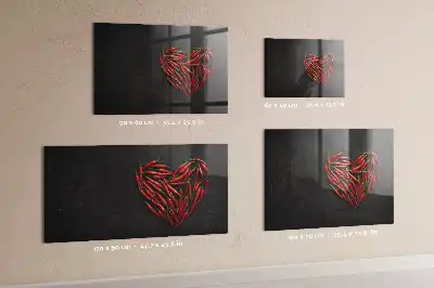 Magnettafel beschreibbar in Herzform mit Paprika-Motiv