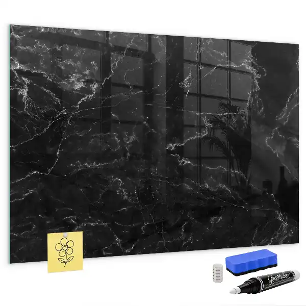 Beschreibbare Magnettafel für die Küche in schwarzer Marmoroptik