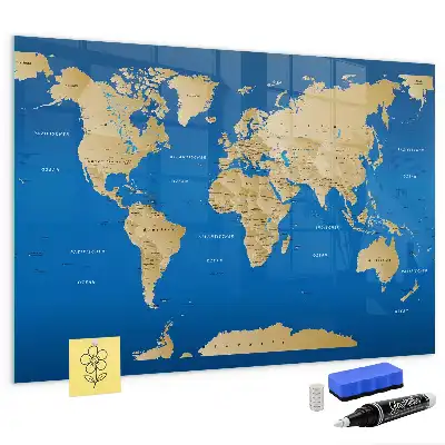 Magnettafel beschreibbar mit Welt Motiv