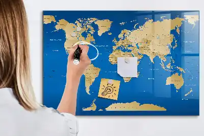 Magnettafel beschreibbar mit Welt Motiv