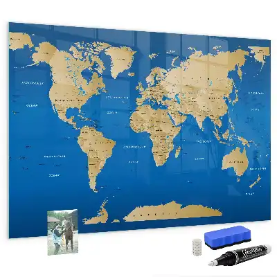 Magnettafel beschreibbar mit Welt Motiv