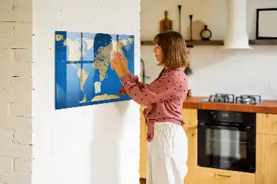 Magnettafel beschreibbar mit Welt Motiv